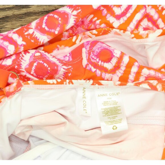 NWT Anne Cole Womens Tie Dye Foulard Tankini Swim Top Tie Dye Foulard Pink 16W - Picture 8 of 8